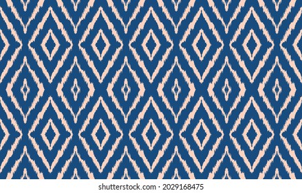 Ikat geometric folklore ornament with diamonds. Tribal ethnic vector texture. Seamless striped pattern in Aztec style. Folk embroidery. Indian, Scandinavian, Gypsy, Mexican, African rug.