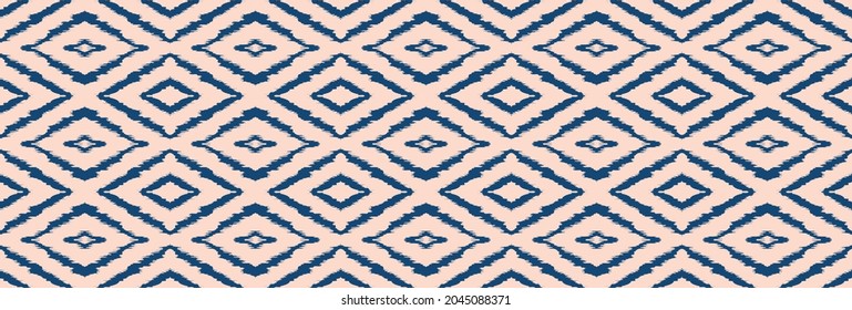 Ikat geometric folklore ornament with diamonds. Tribal ethnic vector texture. Seamless striped pattern in Aztec style. Folk embroidery. Indian, Scandinavian, Gypsy, Mexican, African rug.