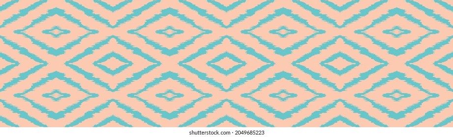Ikat geometric folklore ornament with diamonds. Tribal ethnic vector texture. Seamless striped pattern in Aztec style. Folk embroidery. Indian, Scandinavian, Gypsy, Mexican, African rug.