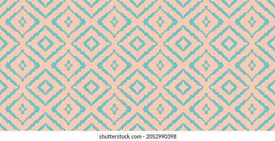 Ikat geometric folklore ornament with diamonds. Tribal ethnic vector texture. Seamless striped pattern in Aztec style. Folk embroidery. Indian, Scandinavian, Gypsy, Mexican, African rug.