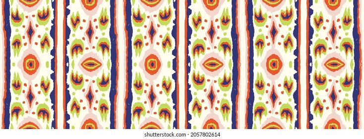 Ikat geometric folklore ornament with diamonds. Tribal ethnic vector texture. Seamless striped pattern in Aztec style. Folk embroidery. Indian, Scandinavian, Gypsy, Mexican, African rug.