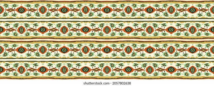 Ikat geometric folklore ornament with diamonds. Tribal ethnic vector texture. Seamless striped pattern in Aztec style. Folk embroidery. Indian, Scandinavian, Gypsy, Mexican, African rug.