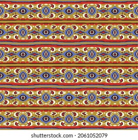 Ikat geometric folklore ornament with diamonds. Tribal ethnic vector texture. Seamless striped pattern in Aztec style. Folk embroidery. Indian, Scandinavian, Gypsy, Mexican, African rug.