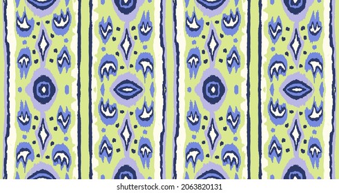 Ikat geometric folklore ornament with diamonds. Tribal ethnic vector texture. Seamless striped pattern in Aztec style. Folk embroidery. Indian, Scandinavian, Gypsy, Mexican, African rug.