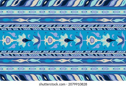 Ikat geometric folklore ornament with diamonds. Tribal ethnic texture. Seamless striped pattern in Aztec style. Folk embroidery. Indian, Scandinavian, Gypsy, Mexican, African rug.