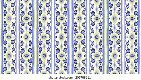 Ikat geometric folklore ornament with diamonds. Tribal ethnic vector texture. Seamless striped pattern in Aztec style. Folk embroidery. Indian, Scandinavian, Gypsy, Mexican, African rug.