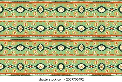 Ikat geometric folklore ornament with diamonds. Tribal ethnic vector texture. Seamless striped pattern in Aztec style. Folk embroidery. Indian, Scandinavian, Gypsy, Mexican, African rug.