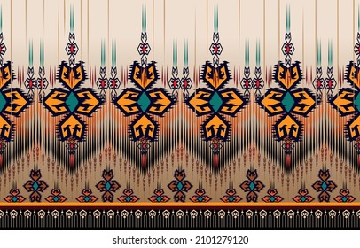 Ikat geometric folklore ornament with diamonds. Tribal ethnic 
vector texture. Seamless striped pattern in Aztec style. Folk embroidery. 
Indian, Scandinavian, Gypsy, Mexican, African rug.