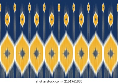 Ikat geometric folklore ornament with diamonds. Seamless striped pattern in Aztec style. Tribal ethnic vector texture. Folk embroidery. Indian, Scandinavian, Gypsy, Mexican, African rug, Background