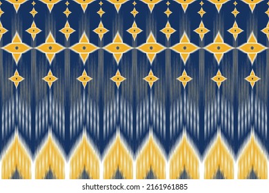 Ikat geometric folklore ornament with diamonds. Seamless striped pattern in Aztec style. Tribal ethnic vector texture. Folk embroidery. Indian, Scandinavian, Gypsy, Mexican, African rug, Background