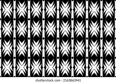Ikat geometric folklore ornament with diamonds. Tribal ethnic vector texture. Seamless striped pattern in Aztec style. Folk embroidery. Indian, Scandinavian, Gypsy, Mexican, African rug Abstrack black