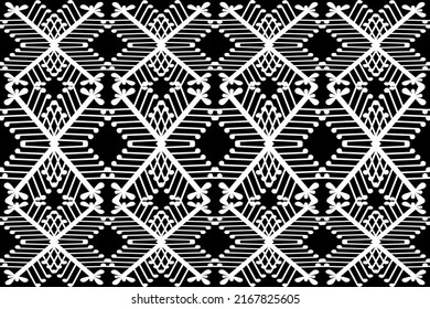 Ikat geometric folklore ornament with diamonds. Tribal ethnic vector texture. Seamless striped pattern in Aztec style. Folk embroidery. Indian, Scandinavian, Gypsy, Mexican, African rug.