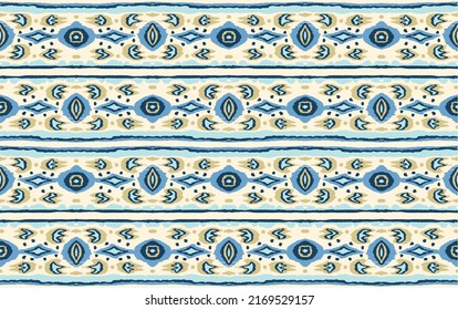 Ikat geometric folklore ornament with diamonds. Tribal ethnic vector texture. Seamless striped pattern in Aztec style. Folk embroidery. Indian, Scandinavian, Gypsy, Mexican, African rug.