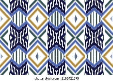 Ikat geometric folklore ornament with diamonds. Ethnic oriental pattern traditional Design for background,carpet,wallpaper,clothing,wrapping,Batik,fabric, illustration embroidery style