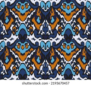 Ikat geometric folklore ornament with diamonds. Tribal ethnic vector texture. Seamless striped pattern in Aztec style. Folk embroidery. Indian, Scandinavian, Gypsy, Mexican, African rug.