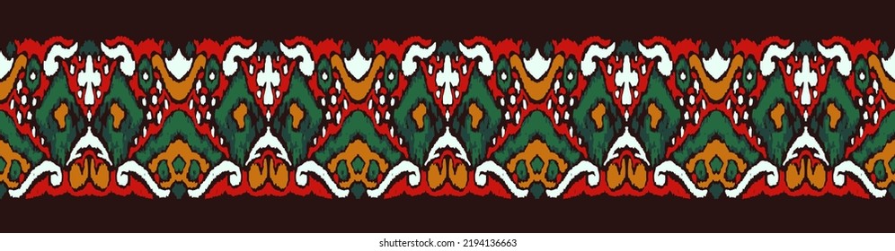 Ikat geometric folklore ornament with diamonds. Tribal ethnic vector texture. Seamless striped pattern in Aztec style. Folk embroidery. Indian, Scandinavian, Gypsy, Mexican, African rug.