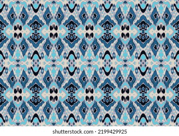 Ikat geometric folklore ornament with diamonds. Tribal ethnic vector texture. Seamless striped pattern in Aztec style. Folk embroidery. Indian, Scandinavian, Gypsy, Mexican, African rug.