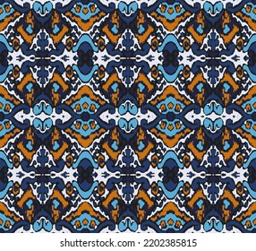 Ikat geometric folklore ornament with diamonds. Tribal ethnic vector texture. Seamless striped pattern in Aztec style. Folk embroidery. Indian, Scandinavian, Gypsy, Mexican, African rug.