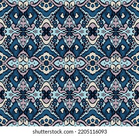 Ikat geometric folklore ornament with diamonds. Tribal ethnic vector texture. Seamless striped pattern in Aztec style. Folk embroidery. Indian, Scandinavian, Gypsy, Mexican, African rug.
