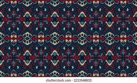 Ikat geometric folklore ornament with diamonds. Tribal ethnic vector texture. Seamless striped pattern in Aztec style. Folk embroidery. Indian, Scandinavian, Gypsy, Mexican, African rug.