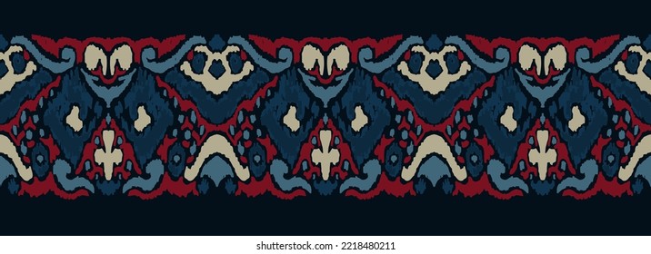 Ikat geometric folklore ornament with diamonds. Tribal ethnic vector texture. Seamless striped pattern in Aztec style. Folk embroidery. Indian, Scandinavian, Gypsy, Mexican, African rug.