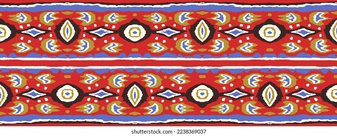Ikat geometric folklore ornament with diamonds. Tribal ethnic vector texture. Seamless striped pattern in Aztec style. Folk embroidery. Indian, Scandinavian, Gypsy, Mexican, African rug.