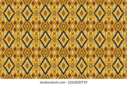 Ikat geometric folklore ornament with diamonds. Tribal ethnic vector texture. Seamless striped pattern in Aztec style. Folk embroidery. Indian, Scandinavian, Gypsy, Mexican, African rug.