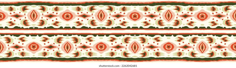 Ikat geometric folklore ornament with diamonds. Tribal ethnic vector texture. Seamless striped pattern in Aztec style. Folk embroidery. Indian, Scandinavian, Gypsy, Mexican, African rug.