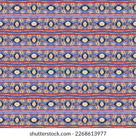 Ikat geometric folklore ornament with diamonds. Tribal ethnic vector texture. Seamless striped pattern in Aztec style. Folk embroidery. Indian, Scandinavian, Gypsy, Mexican, African rug.