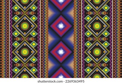 Ikat geometric folklore ornament with diamonds. Tribal ethnic vector texture. Seamless striped pattern in Aztec style. Folk embroidery. Indian, Scandinavian, Gypsy, Mexican, African rug.