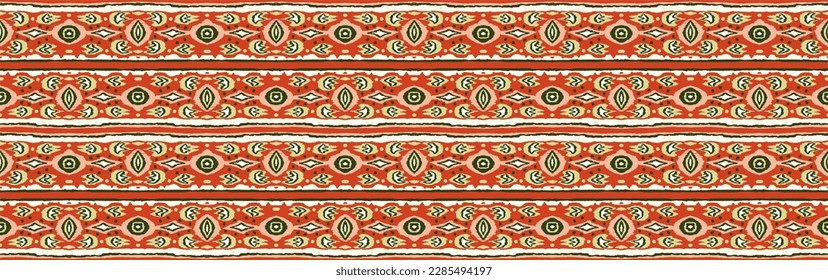 Ikat geometric folklore ornament with diamonds. Tribal ethnic vector texture. Seamless striped pattern in Aztec style. Folk embroidery. Indian, Scandinavian, Gypsy, Mexican, African rug.