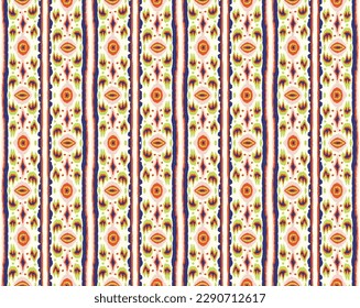 Ikat geometric folklore ornament with diamonds. Tribal ethnic vector texture. Seamless striped pattern in Aztec style. Folk embroidery. Indian, Scandinavian, Gypsy, Mexican, African rug.