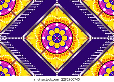 Ikat geometric folklore ornament with diamonds. Tribal ethnic vector texture. Seamless striped pattern in Aztec style. Folk embroidery. Indian, Scandinavian, Gypsy, Mexican, African rug.