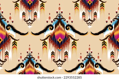 Ikat geometric folklore ornament with diamonds. Tribal ethnic 
vector texture. Seamless striped pattern in Aztec style. Folk embroidery. 
Indian, Scandinavian, Gypsy, Mexican, African rug.
