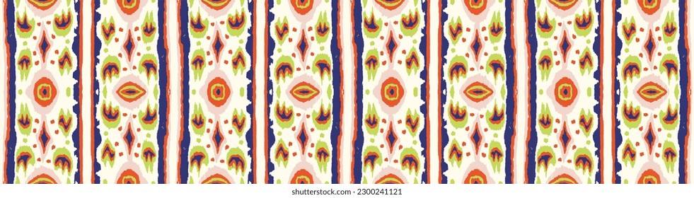 Ikat geometric folklore ornament with diamonds. Tribal ethnic vector texture. Seamless striped pattern in Aztec style. Folk embroidery. Indian, Scandinavian, Gypsy, Mexican, African rug.