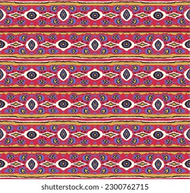 Ikat geometric folklore ornament with diamonds. Tribal ethnic vector texture. Seamless striped pattern in Aztec style. Folk embroidery. Indian, Scandinavian, Gypsy, Mexican, African rug.