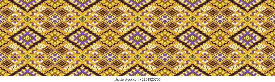 Ornamento de folclore geométrico Ikat con diamantes. Textura vectorial étnica tribal. Patrón de rayas sin foco al estilo azteca. bordado popular. India, escandinava, gitana, mexicana, africana.