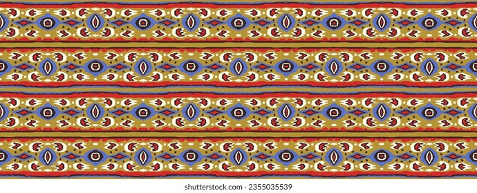 Ikat geometric folklore ornament with diamonds. Tribal ethnic vector texture. Seamless striped pattern in Aztec style. Folk embroidery. Indian, Scandinavian, Gypsy, Mexican, African rug.