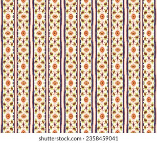 Ikat geometric folklore ornament with diamonds. Tribal ethnic vector texture. Seamless striped pattern in Aztec style. Folk embroidery. Indian, Scandinavian, Gypsy, Mexican, African rug.