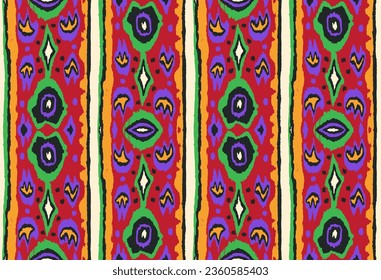 Ikat geometric folklore ornament with diamonds. Tribal ethnic vector texture. Seamless striped pattern in Aztec style. Folk embroidery. Indian, Scandinavian, Gypsy, Mexican, African rug.