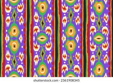 Ikat geometric folklore ornament with diamonds. Tribal ethnic vector texture. Seamless striped pattern in Aztec style. Folk embroidery. Indian, Scandinavian, Gypsy, Mexican, African rug.