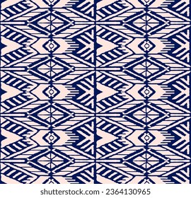 Ikat geometric folklore ornament with diamonds. Tribal ethnic vector texture. Seamless striped pattern in Aztec style. Folk embroidery. Indian, Scandinavian, Gypsy, Mexican, African rug.