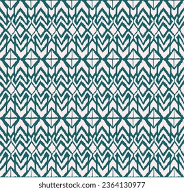 Ikat geometric folklore ornament with diamonds. Tribal ethnic vector texture. Seamless striped pattern in Aztec style. Folk embroidery. Indian, Scandinavian, Gypsy, Mexican, African rug.