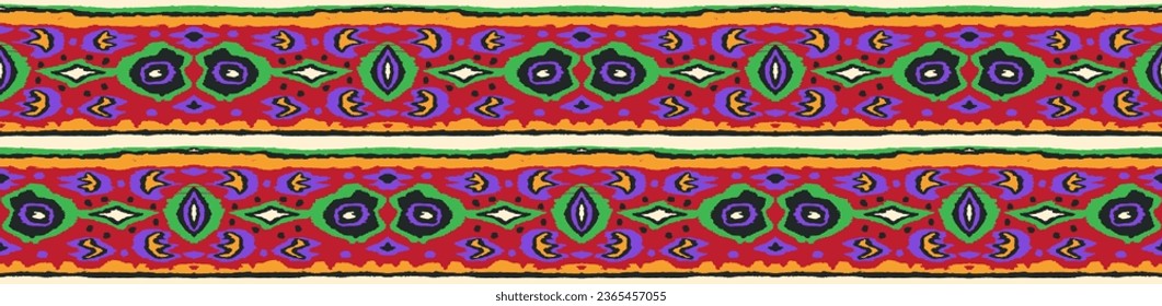 Ikat geometric folklore ornament with diamonds. Tribal ethnic vector texture. Seamless striped pattern in Aztec style. Folk embroidery. Indian, Scandinavian, Gypsy, Mexican, African rug.