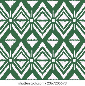 Ikat geometric folklore ornament with diamonds. Tribal ethnic vector texture. Seamless striped pattern in Aztec style. Folk embroidery. Indian, Scandinavian, Gypsy, Mexican, African rug.