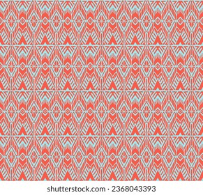 Ikat geometric folklore ornament with diamonds. Tribal ethnic vector texture. Seamless striped pattern in Aztec style. Folk embroidery. Indian, Scandinavian, Gypsy, Mexican, African rug.