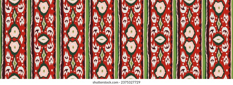 Ikat geometric folklore ornament with diamonds. Tribal ethnic vector texture. Seamless striped pattern in Aztec style. Folk embroidery. Indian, Scandinavian, Gypsy, Mexican, African rug.