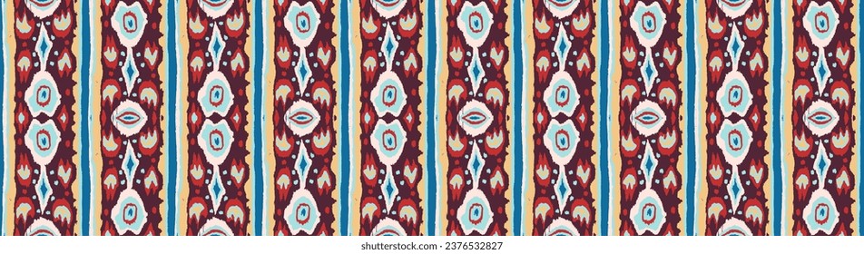 Ikat geometric folklore ornament with diamonds. Tribal ethnic vector texture. Seamless striped pattern in Aztec style. Folk embroidery. Indian, Scandinavian, Gypsy, Mexican, African rug.