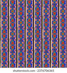 Ikat geometric folklore ornament with diamonds. Tribal ethnic vector texture. Seamless striped pattern in Aztec style. Folk embroidery. Indian, Scandinavian, Gypsy, Mexican, African rug.