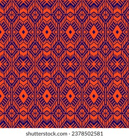 Ikat geometric folklore ornament with diamonds. Tribal ethnic vector texture. Seamless striped pattern in Aztec style. Folk embroidery. Indian, Scandinavian, Gypsy, Mexican, African rug.